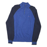 TOMMY HILFIGER Mens Blue Navy Plain Pullover Roll Neck Basic Knit M Cotton Blend