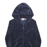 JUICY COUTURE Womens Navy Blue Zip Up Hoodie L Casual Velour Sweatshirt