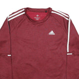 ADIDAS Mens Red Crew Neck S Polyester Sweatshirt Three Stripes Athletic