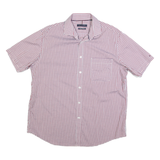 TOMMY HILFIGER Mens Red & White Check Shirt L Short Sleeve Cotton Blend Casual