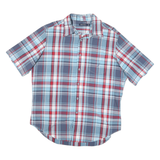 NAUTICA Mens Blue Red Check Shirt L Casual Cotton Blend Summer Button-Up