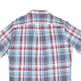NAUTICA Mens Blue Red Check Shirt L Casual Cotton Blend Summer Button-Up