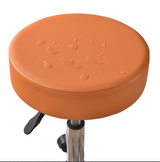 Anyhoux Barstool Cushion Cover – Orange PU Leather Slipcover with Elastic Bands, Washable Protector for Swivel Chair Seats