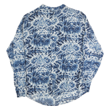 TERRE ROUGE Mens Blue & White Tie-Dye Shirt L Cotton Blend Stylish Casual