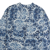 TERRE ROUGE Mens Blue & White Tie-Dye Shirt L Cotton Blend Stylish Casual