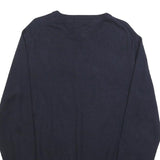 TOMMY HILFIGER Mens Navy Plain Cotton Blend Jumper Crew Neck Basic Knit L