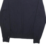 TOMMY HILFIGER Mens Navy Plain Cotton Blend Jumper Crew Neck Basic Knit L