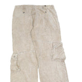 Mens Relaxed Fit Beige Cotton Blend Cargo Trousers W30 L32 Casual Zip