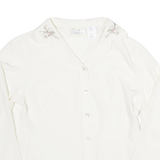 SUSAN BRISTOL Womens White Shirt UK 10 Floral Embroidered Collar Button Shirt