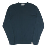 CARHARTT Mens Blue Plain Crew Neck Basic Knit Jumper M Cotton Blend Casual
