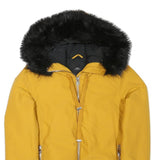 ZARA Womens Yellow Polyster Blend Winter Jacket S Hooded Zip Puffer Warm