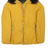 ZARA Womens Yellow Polyster Blend Winter Jacket S Hooded Zip Puffer Warm