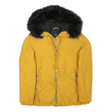 ZARA Womens Yellow Polyster Blend Winter Jacket S Hooded Zip Puffer Warm