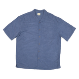 JOS A BANK Mens Blue Polyester Blend Shirt XL Casual Short Sleeve Button