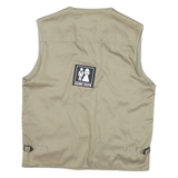 COOL IMAGEN Mens Beige Cotton Blend Utility Jacket L Zip Pockets Patchwork Style