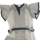 REISS Womens Black & Cream Printed Fit & Flare Woven Dress Short Sleeve UK 14