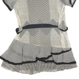 REISS Womens Black & Cream Printed Fit & Flare Woven Dress Short Sleeve UK 14