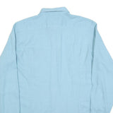 BARBADOS Mens Blue Cotton Shirt M Classic Long Sleeve Button Shirt Casual