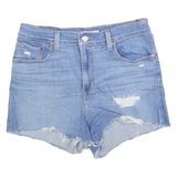 LEVI'S Womens Denim Blue Casual Shorts M W31 Distressed Cut-Off Raw Hem