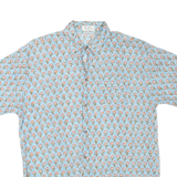 Mens Blue Cotton Blend Printed Shirt XL Casual Button Front Lightweight