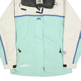 HELLY HANSEN Womens White & Mint Outdoor Jacket L Polyester Blend Zip Hooded