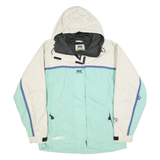 HELLY HANSEN Womens White & Mint Outdoor Jacket L Polyester Blend Zip Hooded