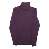 CALVIN KLEIN Womens Purple Plain Pullover Roll Neck Basic Knit M Soft Jumper