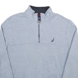 NAUTICA Mens Grey Quarter Zip M Sweatshirt Cotton Blend Pullover Casual