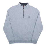 NAUTICA Mens Grey Quarter Zip M Sweatshirt Cotton Blend Pullover Casual