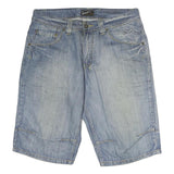 Mens Denim Blue Casual Shorts M W36 Cotton Relaxed Fit Stylish Pockets