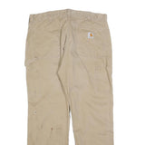 CARHARTT Mens Relaxed Beige Cotton Blend Trousers W36 L30 Workwear