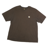 CARHARTT Mens Brown & Yellow Pocket T-Shirt 2XL Short Sleeve Crew Neck Workwear