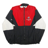TRIMARK Mens Red Black White Colourblock Nylon Zip Jacket L Casual Lightweight