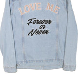 GLAMOROUS Womens Blue Denim Jacket S Cotton Blend Button Plain Casual Fashion