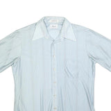 AYRES Mens Blue & White Stripe Short Sleeve Shirt M Classic Casual Cotton Blend