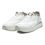 REPLAY Womens Chunky Trainers White Synthetic UK 6 Faux Fur Trim Casual Fashion