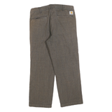 CARHARTT Mens Cotton Blend Brown Checked Regular Straight Trousers W31 L26