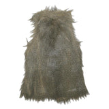 Womens Grey Faux Fur Button Jacket S Woven Coat Textured Edgy