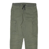 H&M Womens Cotton Blend Green Drawstring Regular Cargo Trousers W26 L24