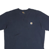 CARHARTT Mens Navy Blue T-Shirt 2XL Short Sleeve Crew Neck Pocket Logo Cotton