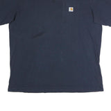 CARHARTT Mens Navy Blue T-Shirt 2XL Short Sleeve Crew Neck Pocket Logo Cotton