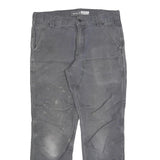CARHARTT Mens Cotton Blend Relaxed Grey Trousers W32 L30 Workwear Durable Zip