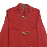 LAUREN RALPH LAUREN Womens Red & Navy Cotton Jacket L Woven Zip Closure