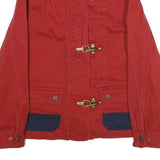 LAUREN RALPH LAUREN Womens Red & Navy Cotton Jacket L Woven Zip Closure