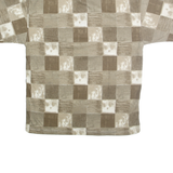 BLUE JEANS Mens Brown & Cream Check Short Sleeve Polo Shirt L Casual Shirt