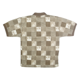 BLUE JEANS Mens Brown & Cream Check Short Sleeve Polo Shirt L Casual Shirt