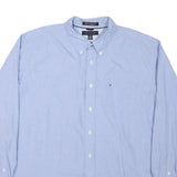 TOMMY HILFIGER Mens Blue Button-Down Shirt XL Cotton Blend Classic Fit Formal