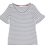 BODEN Womens White & Navy Stripe Day Jersey Short Sleeve Knee Length UK 8