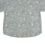 COLEMAN Mens Grey Cotton Short Sleeve Shirt L Printed Casual Button Down