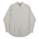 NAUTICA Mens Beige & Brown Checked Shirt M Cotton Blend Casual Button Down Long